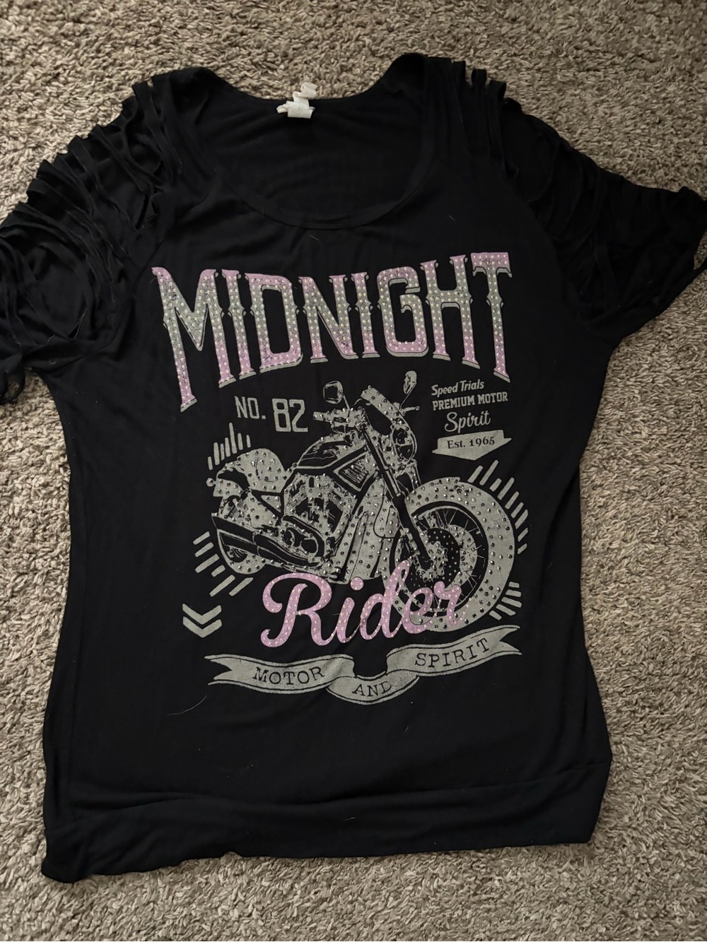 liberty Black Short Sleeve 'Midnight Rider' Graphic Tee with Pink Accents